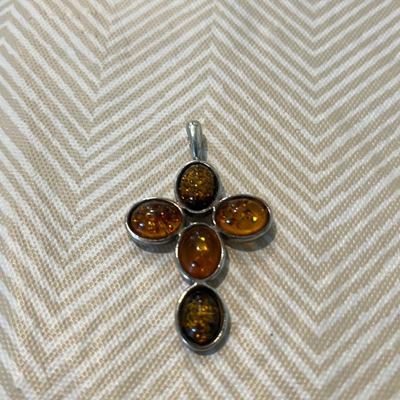 Jewelry - Sterling Amber Cross Pendant